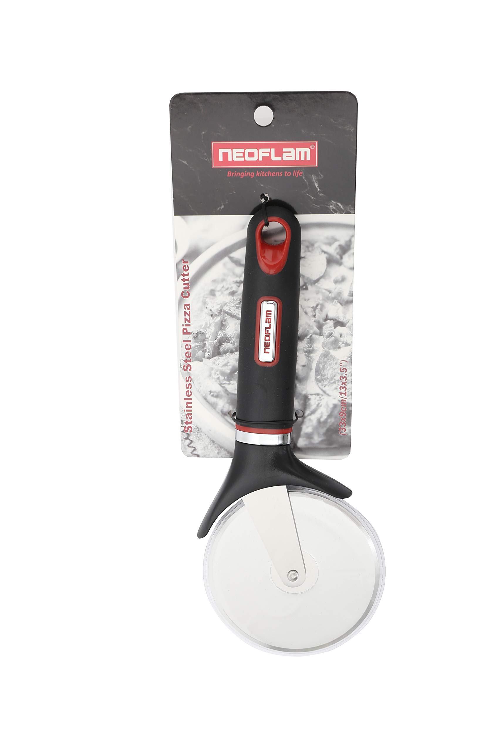 Neoflam Stainless Steel Pizza Cutter With Tpr Handle 33 * 9Cm, Black, Kitchen Tools