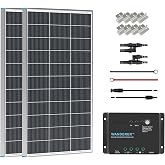Renogy 200W 12V Monocrystalline Solar Panel Kit + 30A PWM Charge Controller | 200W 12V Monocrystalline solar starter kit with 2Pcs 100W panels &amp; 30A PWM controller for RV, Boats, Camper,Off-Grid System