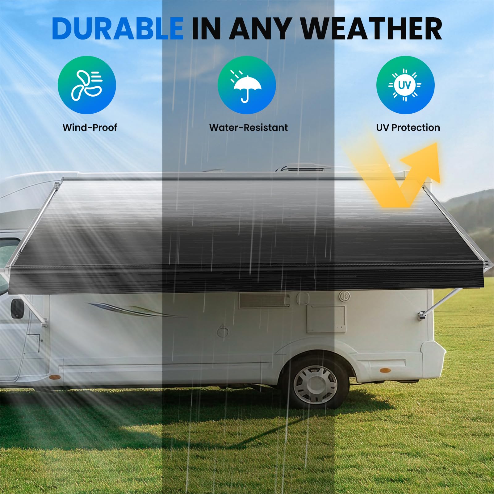 Condition photo showing New/Like New for maxztill rv awning fabric replacement 8ft, 19.5oz rv canopy replacement, heavy-duty heat-sealed viny