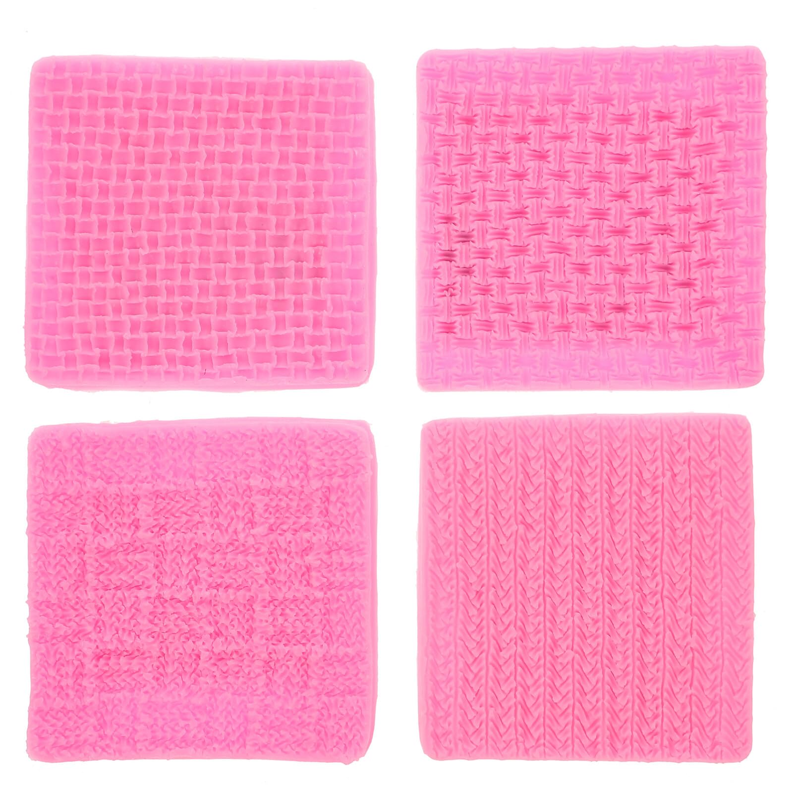 Luxshiny 4Pcs Fondant Impression Mat Silicone Cake Lace Molds Non Stick Pastry Baking Tools Baking Supplies for Fondant Chocolate Cupcake Cake Pink