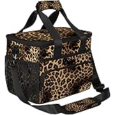 Adornori Leopard Cheetah Print Insulated Large Lunch Bag Lunchbox Reusable Leakproof Cooler Bags with Shoulder Strap for Adult Men Women Work Picnic