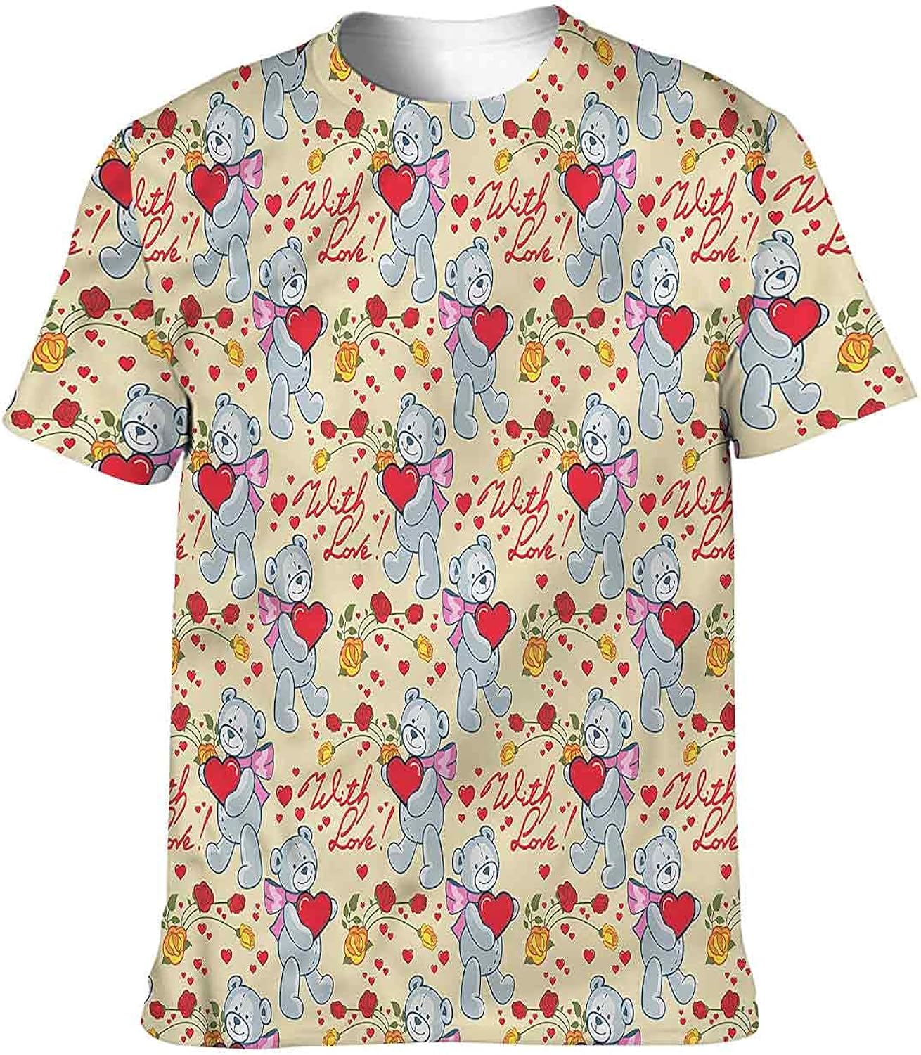 Cute valentines day teddy bear with a heart t-shirt for Amazon.com: Valentines Day T Shirt Bears Hearts Short-Sleeve T-Shirt