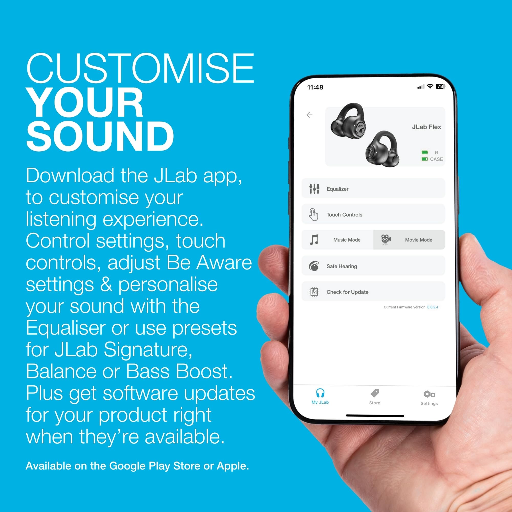JLab Flex Open Earbuds, Clip-on Cuff Design, Wireless Open-Ear Audio Freedom Effortless Fit, Safe Listening, Bluetooth Multipoint, Customize with The App, Cloud White
