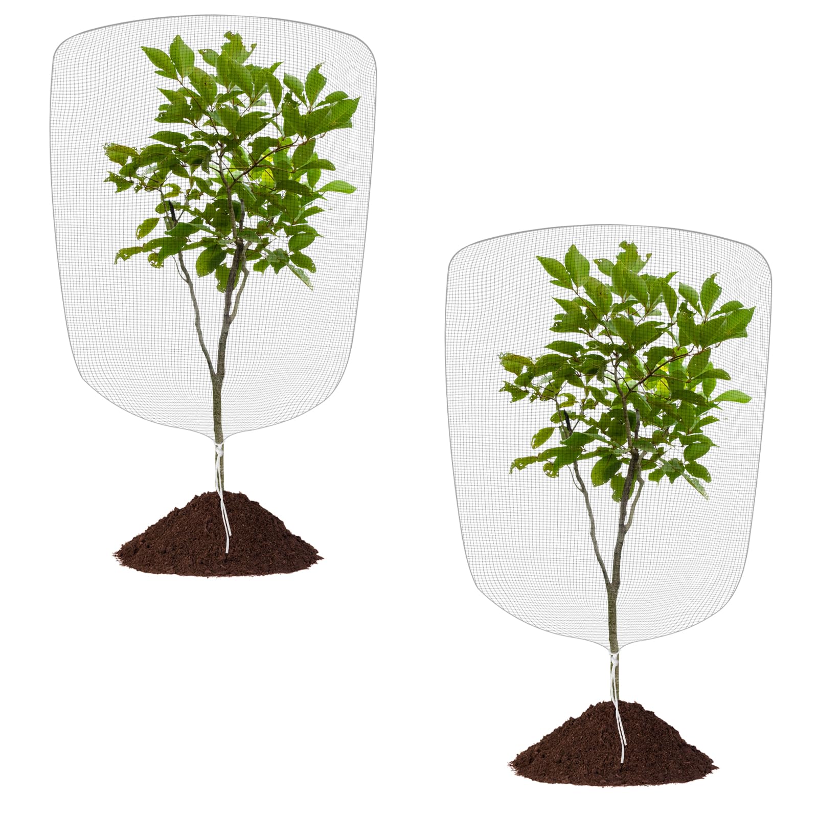 OFFCUP Insect Bird Barrier Netting Mesh with Drawstring, 2pcs Plant Barrier Net Mesh, Barrier Bags for Vegetables Fruits Tomato Plant Netting for Protect Plants from Birds, Insects (1.8 * 1.8m)