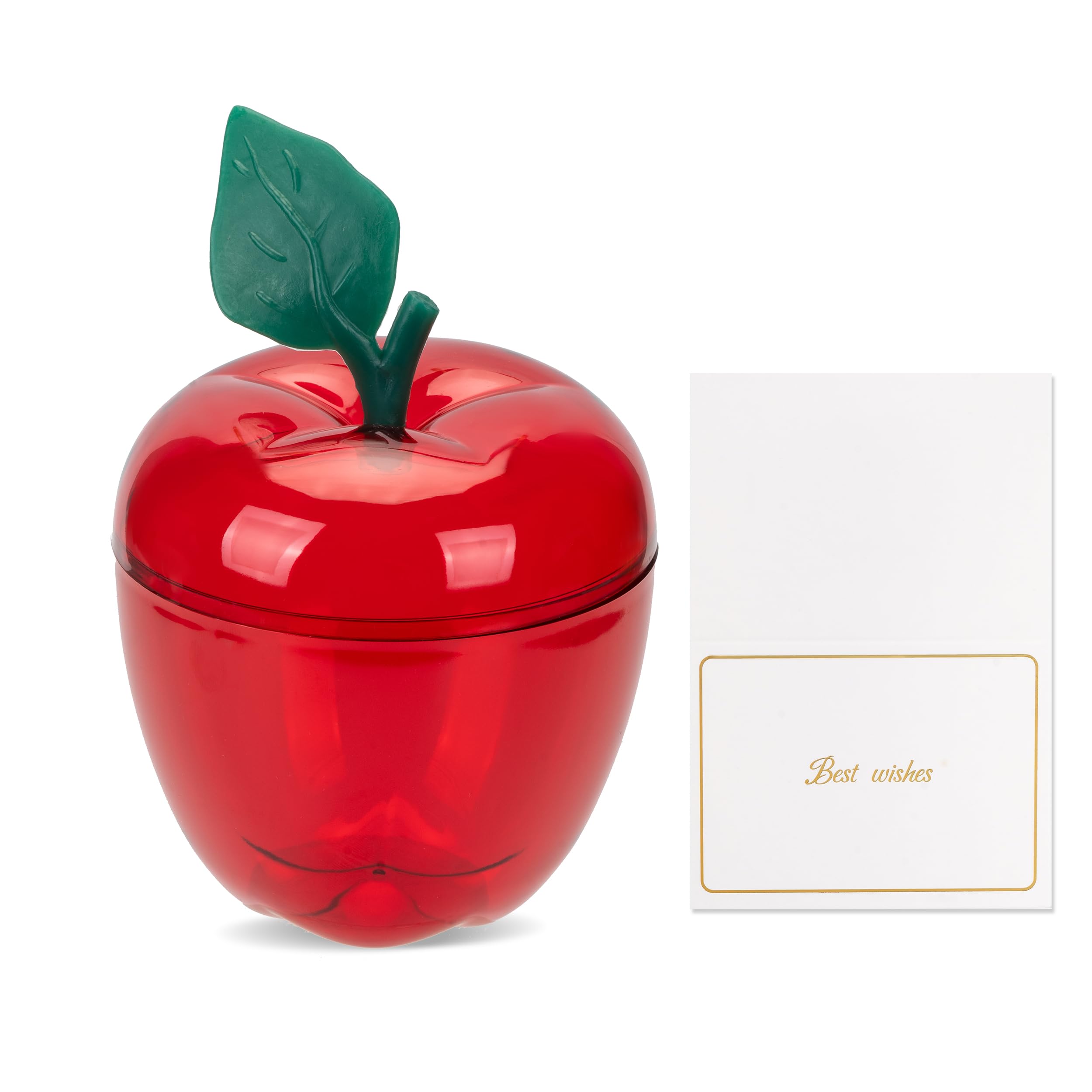Photo 1 of Large Red Apple Container with Blank Card, Plastic Candy Apple Boxes Filling Containers Jar, Back To School Teacher Appreciation Gift, Classroom Wedding Valentine Party Christmas Decorations Supplies