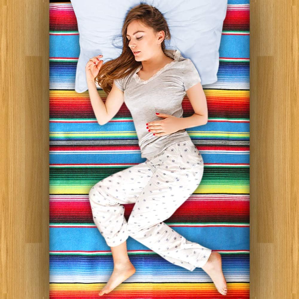 84 X 59 Inch Mexican Serape Blanket Bay Window Blanket, Mexican Tablecloth Serape Tatami Blanket Bed Blanket Table Cover Tapestry Blanket Picnic Mat for Mexican Party Wedding Decorations: Furniture & Decor