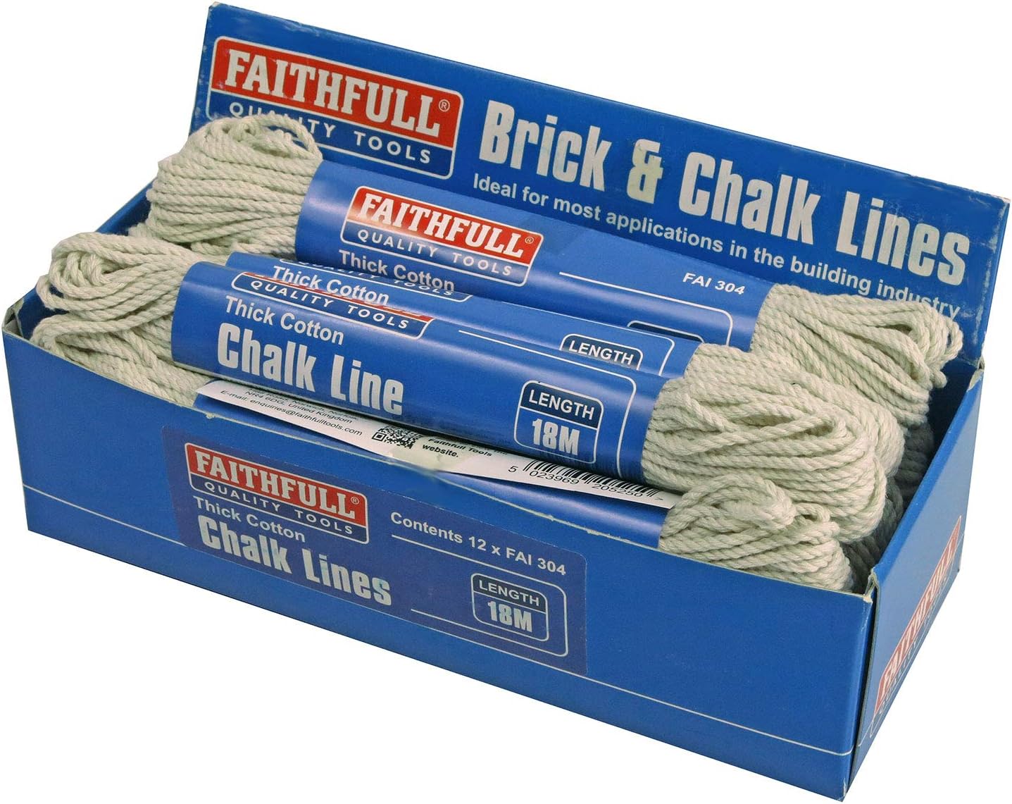 Faithfull 304 (Box12) Thick Cotton Chalk Line 18M, Multi-coloured - Image 3