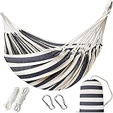 Brazilian Double Hammock with Tree Straps, 2 Persons Hammock Portable Hanging Camping Bed for Patio, Backyard, Porch, Outdoor