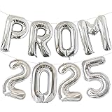 KALOR Silver Prom 2025 Balloons Banner, 32 Inch