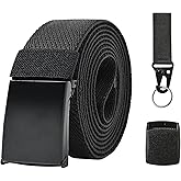 wulanhada Ratchet Belt for Men Stretch Tactical Belt Nylon Adjustable Plus Size Golf Belts with Metal Buckle Work Travel