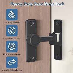 XOOL Barn Door Lock Latch, 90 & 180 Degree Heavy
