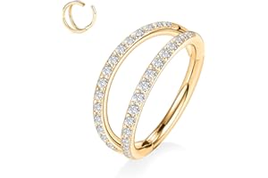 GAGABODY 20G 18G 16G 14G 6mm-12mm 316L Surgical Steel Piercing Jewelry Hinged Seamless Earrings Clicker Hoop Piercing Rings for Cartilage Helix Rook Septum Daith Tragus Lobe CZ/Opal/Shell/Turquoise