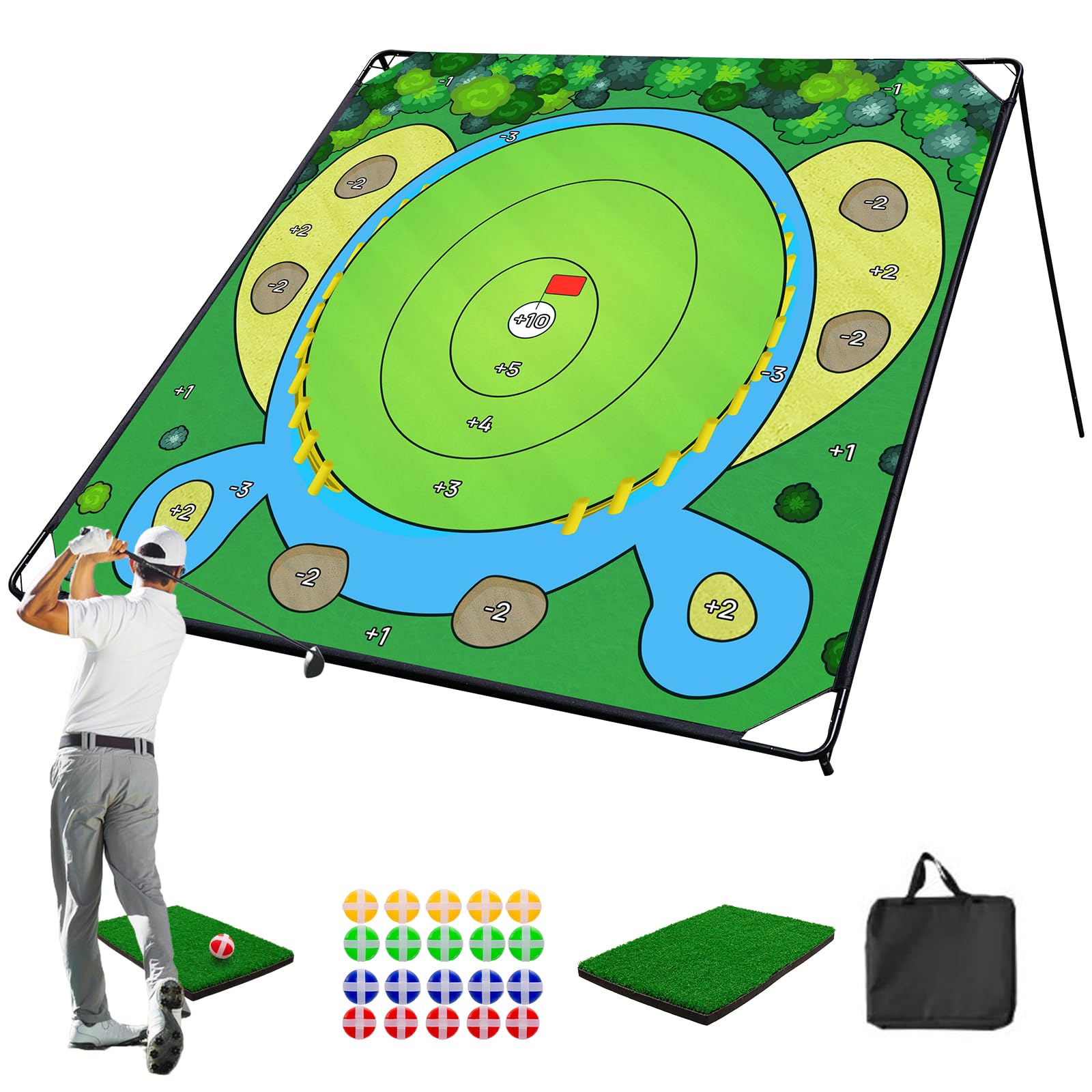 Photo 1 of 70"x70" Golf Chipping Game Practice – Portable Training Game for Indoor & Outdoor Use, Improve Short Game Accuracy for Adults, Juniors & Beginners (70"x70" Golf Chipping Game)