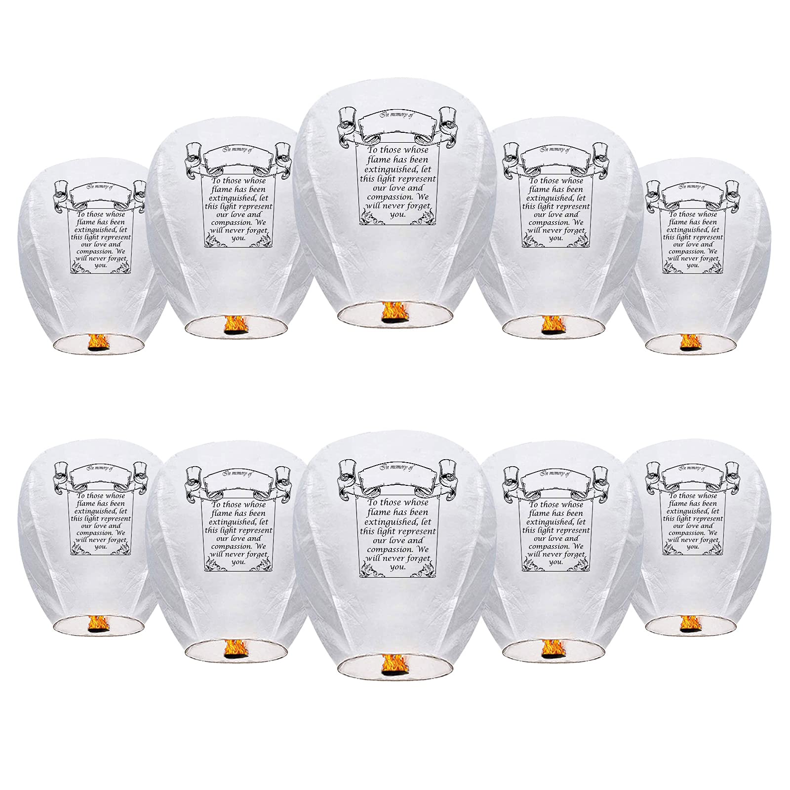 Chinese Sky Lanterns -10 Pack No Assembly Required, Biodegradable Environmentally Friendly Beautiful for Special Occasions, Weddings, Chinese Festival, Memorials Etc.