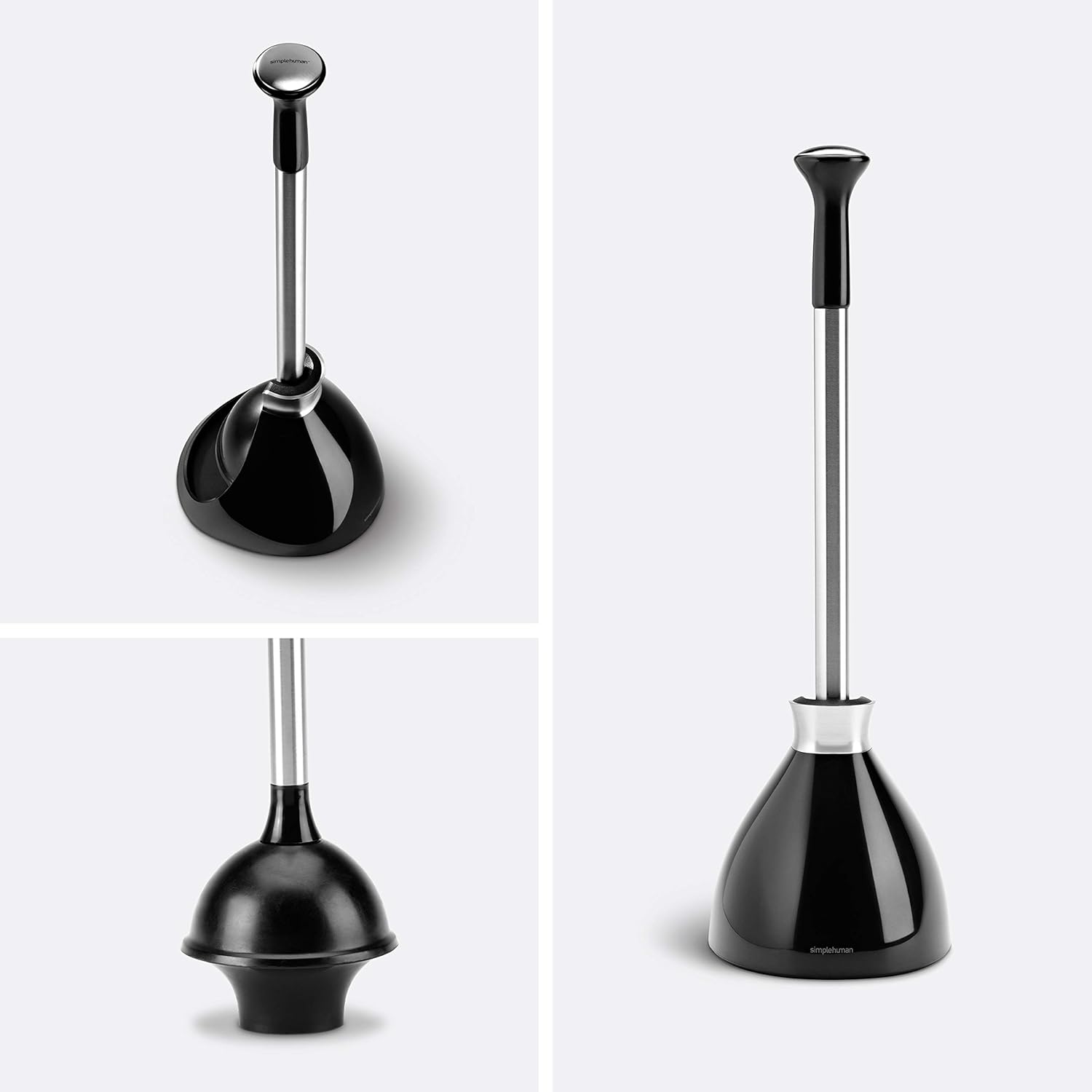 simplehuman Toilet Plunger and Caddy, Stainless Steel, White: Home & Kitchen
