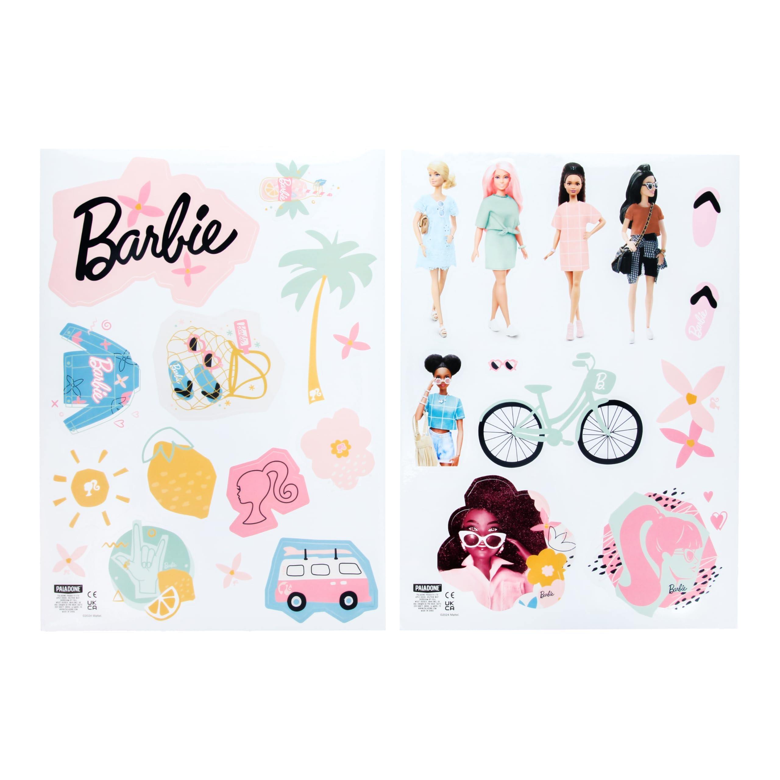 Barbie Wall Decals - Officially Licensed Personalised Kids' Room Wall Stickers, Reusable Playroom, Includes Barbie's Iconic Friends, Letters, Clothing, & Accessories, Girls Bedroom Decor - Paladone