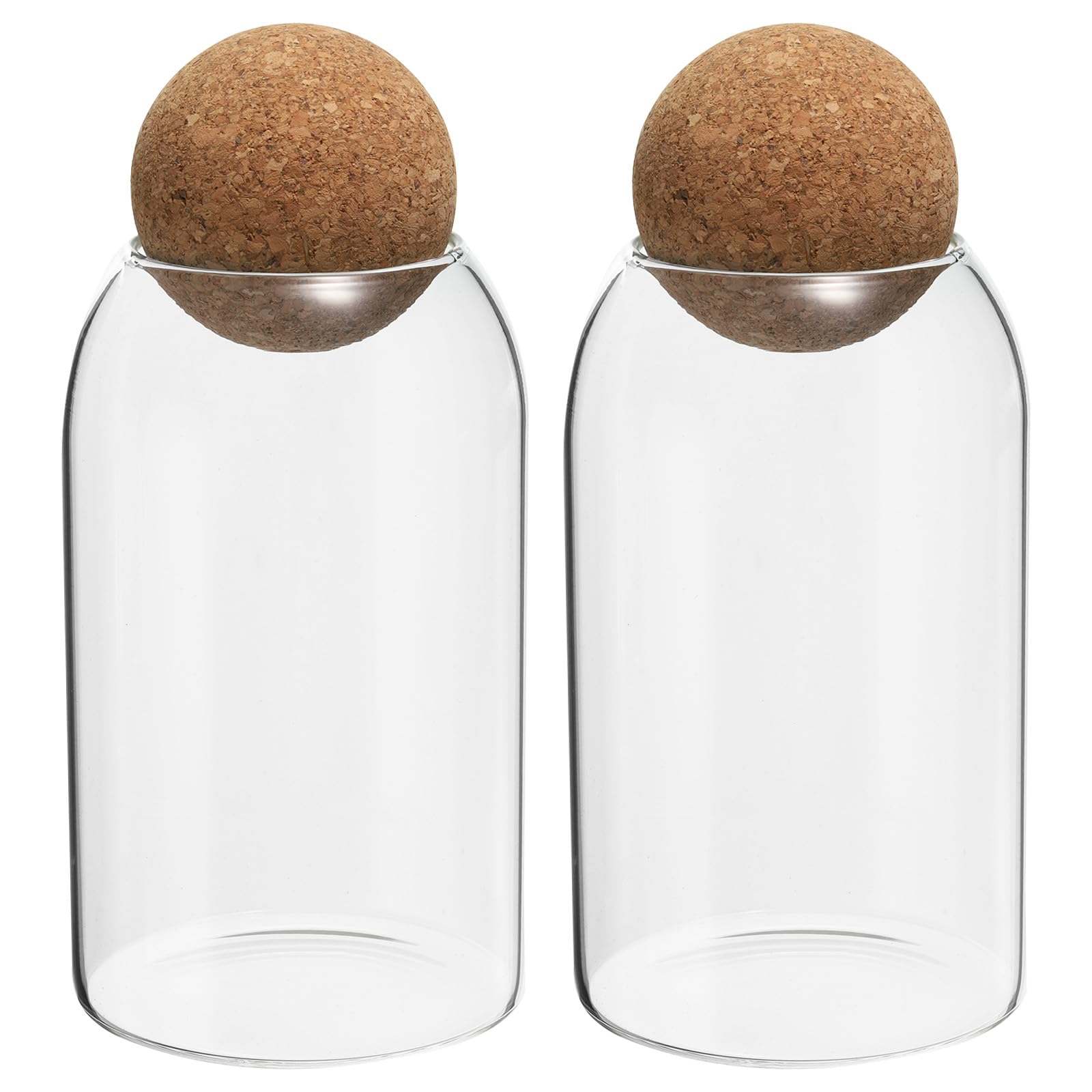 PATIKIL 800ml/27oz Glass Storage Container with Ball Cork, 2 Pcs Kitchen Glass Jar Candy Jars Decorative Glass Canister for Nuts Sugar Coffee Beans (15x9cm)