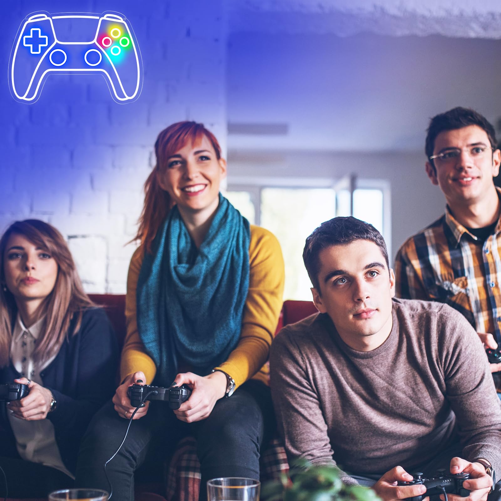 Gamer Neon Sign, Gamepad Shaped LED Neon Sign for Gamer Room Decor, Gaming Neon Sign for Boys Room Decor, Neon Gaming Sign for Gaming Wall Decor, USB Powered Gamer Gifts for Teens, Boys, Kids