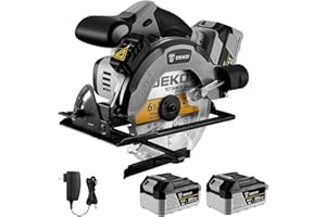 DEKOPRO 20V Cordless Circular Saw, 6-1/2-Inch Blade, 4500 RPM Circular Saw Cordless with 2 Battery and Charger（ 4.0Ah ）