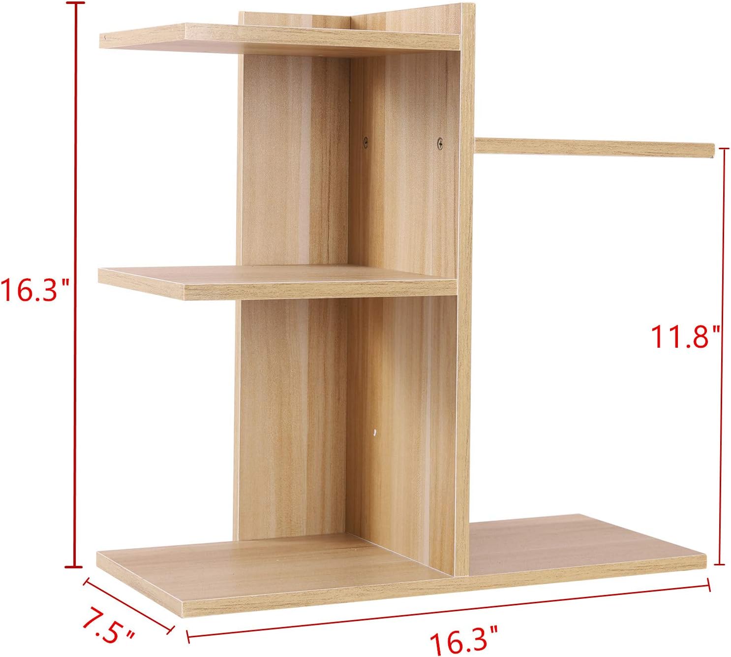 YCOCO Desktop Shelf Bookshelf,Wood Countertop Bookcase Storage Display Rack,Office Supplies Desk Organizer,Desk Organizer Literature Photo Display Rack,Light Brown: Kitchen & Dining