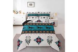 Feelyou Horse Comforter Dreamcatcher Comforter Set Boho Exotic Bedding Set for Boys Girls Teens Decor Bohemian Native Tribal Comforter for All Season Twin Size Boys
