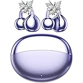 Clip On Wireless Earbuds for Women, 60H Battery, Ultra Lightweight Open Ear Design, IPX5 Waterproof, Bluetooth 6.0, with Detachable Crystal Butterfly Earrings for Gifts, Sports & Workouts-Purple