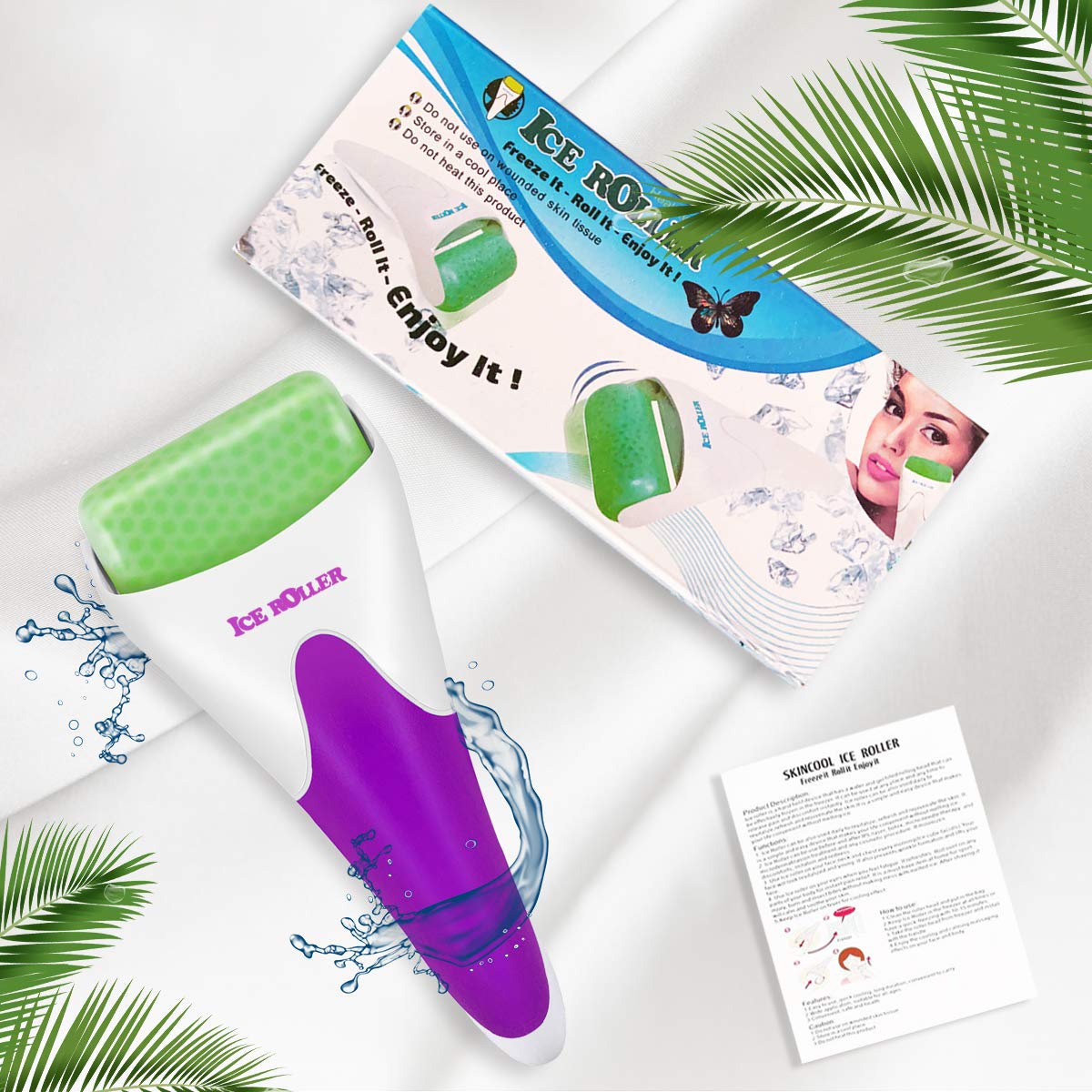 Fronnor Ice Roller for Face,Eyes,Mothers Day Gifts Idea,Therapeutic Cooling to Tighten Brighten Complexion and Reduce Wrinkles,Massager Under Eye Puffiness,Migraine and Pain Relidf (Purple): Beauty