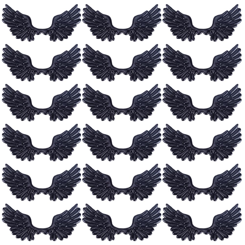 GORGECRAFT 50Pcs Black Angel Wings Patch 69 * 38mm PU Leather Embossed Mini Wings Patches Applique for DIY Craft Bag Hair Decoration Shirts Jeans Shoes Sewing Clothing Ornament Supplies