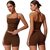 GXGPML Women 2 Piece Workout Sets (2025 NEW) Yoga Outfit Open Back Tank Top High Waisted Shorts Gym Sets Tracksuits