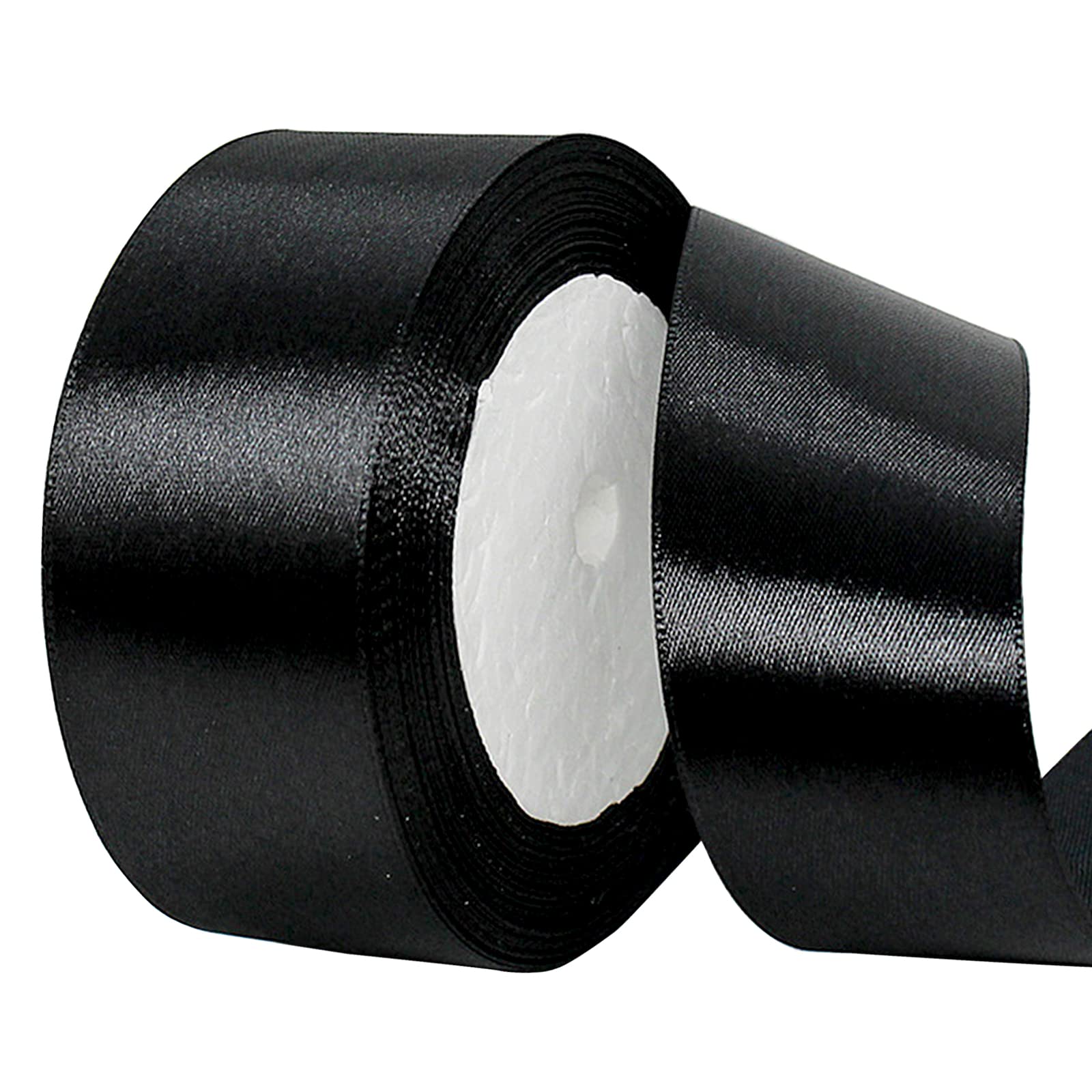 22m Black Ribbon BlackHalloween Satin Ribbon 40mm, Black Hair Ribbon Cake Bows for Gift Wrapping Fabric Polyester SatinRibbon for Gift Wrapping Bows Hair Cake Decoration Balloons