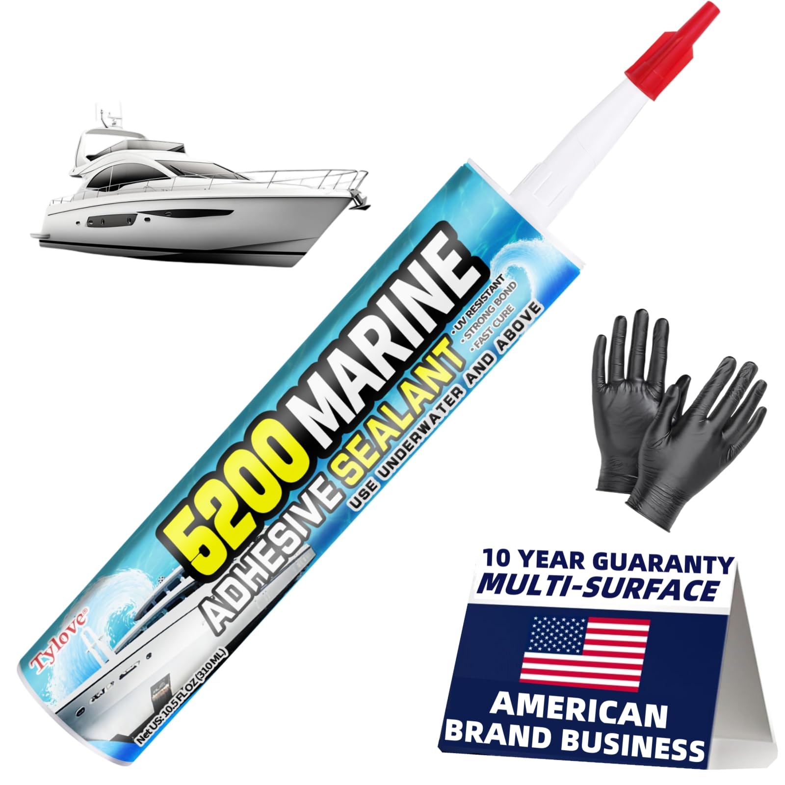 Photo 1 of [Crystal Clear] 5200 Marine Sealant Clear - UV-Resistant Waterproof Adhesive for Boats, Windows, Glass & Marine Applications Eco-Friendly, Low Odor (10.5 Oz Tube)