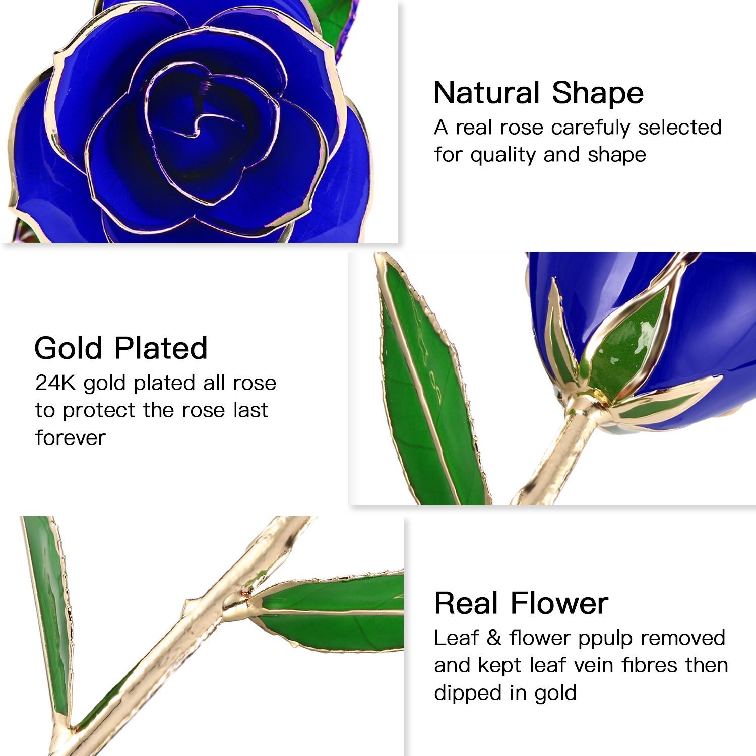 24K Gold Rose Flower, Metal Dipped Roses Artificial Flowers for Valentine Day, Anniversary, Birthday for Lover Mother Girlfriend, 24K Golden Plated Rose in Present Box Red