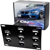 iJDMTOY Tow Hook License Plate Mounting Kit for BMW 1/3/5 Series/X5/X6 | Fit E82/E88 128i/135i/1M, E39, E90/E92/E93 328i/335i/M3, E70/E71, No Drill Install, Front Bumper Tow Hole Bracket Relocation