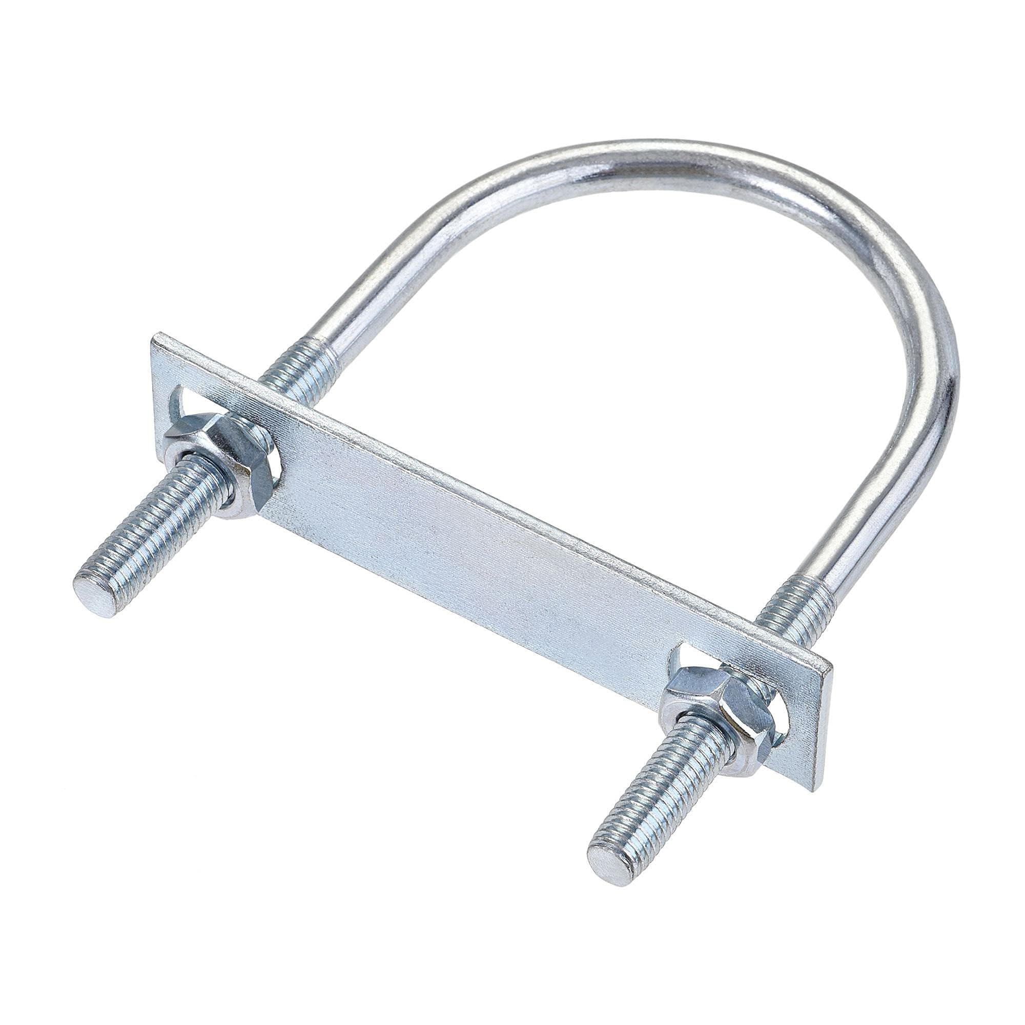 MACHSWON Round U-Bolt,2 Set Zinc Plated Alloy Steel M8 U Bolts 63mm(2.5") Inner Width 110mm Length with Nuts and Frame Plate for Automobiles Boat Trailer