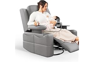 MAMAZING Oversized Rocking Chair Nursery with Adjustable Armrests, Electric Glider Recliner Nursing Chair for Breastfeeding, Power Swivel Recliner Chairs, Oeko-TEX & FSC Certified(Urban Gray)