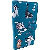 Shag Wear Playful Cats Large Wallet for Women and Teen Girls Vegan Faux Leather Teal 7"