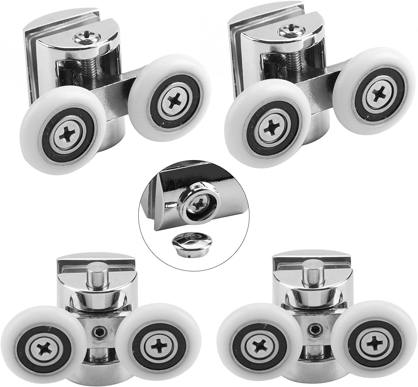 Smooth Shower Door Wheels 23mm Shower Door Rollers 4pcs (2 top+2 buttom