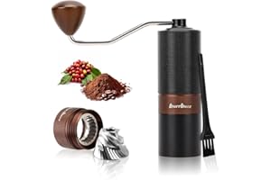 BURRBUZZ New MB1 Manual Coffee Grinder, Stainless Steel Conical Burr Coffee Grinders, Easy Cleaning, Hand Espresso Grinder Adjustable Settings for Pour Over,Cold Brew Travel Gift(Black)