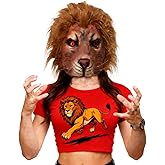 Dinwenddey Lion Mask, Funny Latex Fierce Lion Mask Role Play Head Masks for Cosplay Party Props