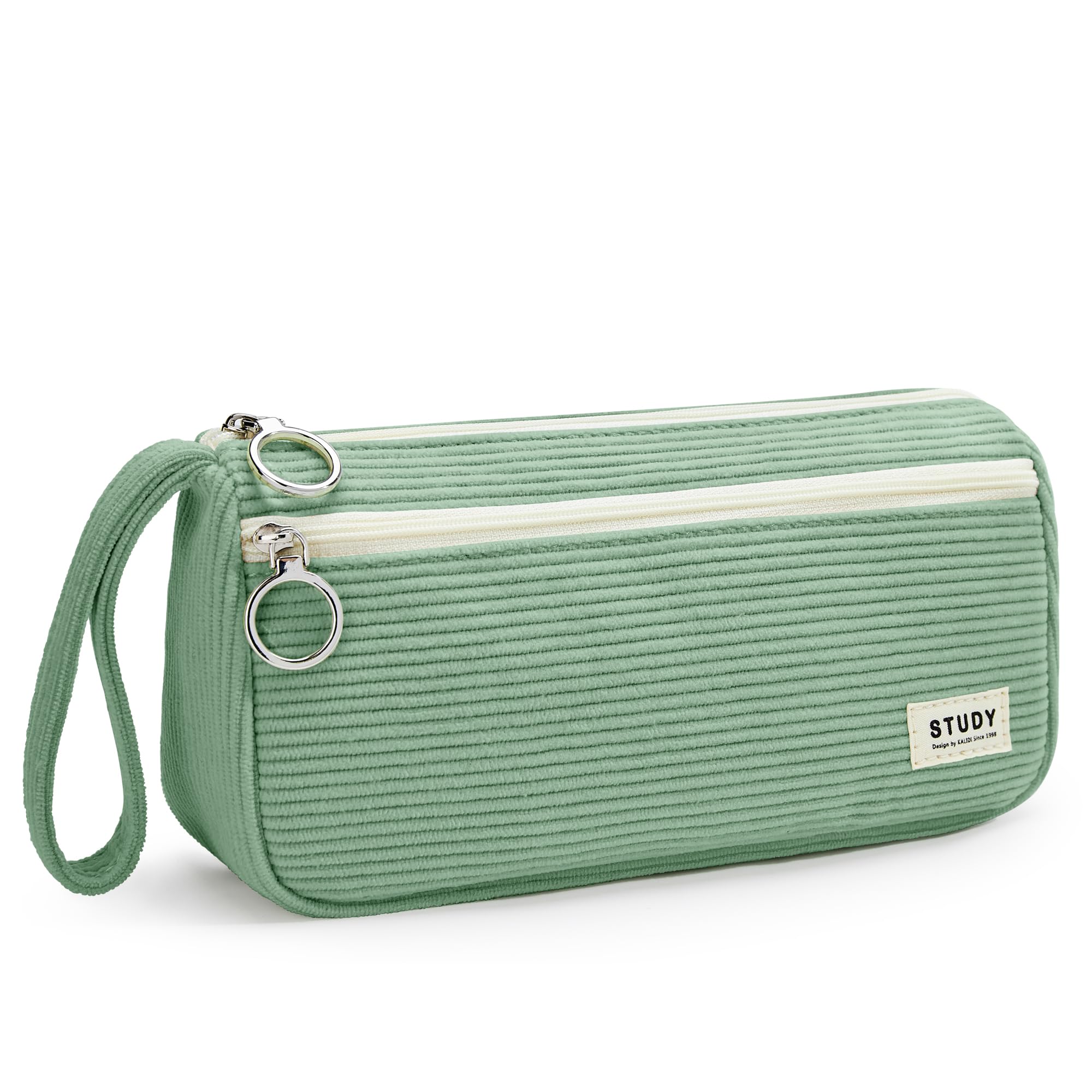 KALIDI Corduroy Pencil Case Large Pen Bag Stationery Storage School Office Organizer with Hand Strap and 2 Compartment โ image 1