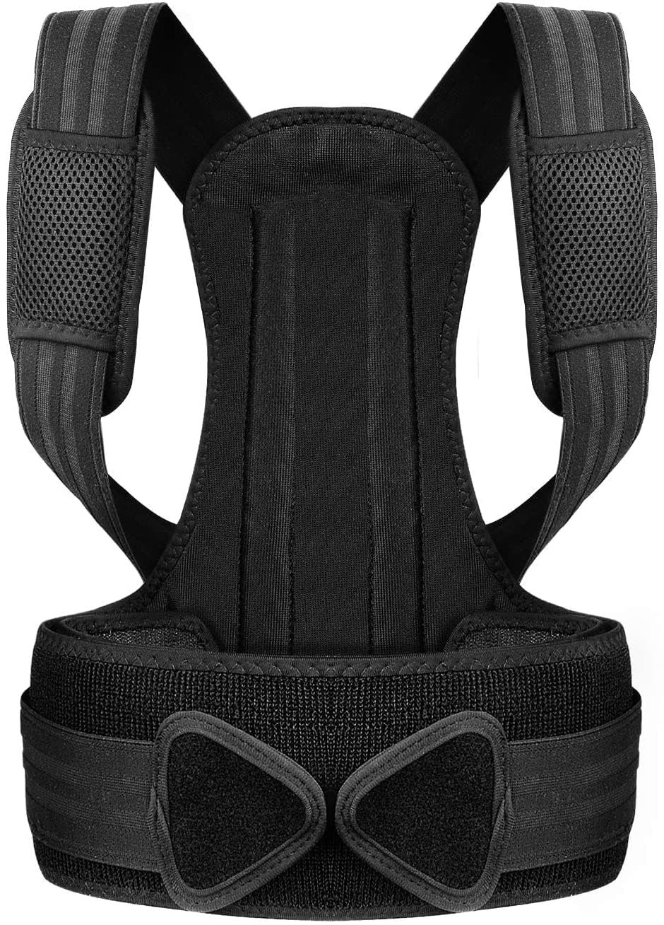 True Face Posture Corrector for Men, Women and Kids, Spine and Back Support, Relief Pain in Neck, Back and Shoulders, Adjustable and Breathable Back Brace Improves Posture Black L