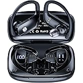 Caymuller Wireless Earbuds Bluetooth Headphones 48Hrs Play Back Sports Earphones with LED Display Built in Mic Deep Bass Stereo in Ear Waterproof Headset for Workout Gaming Running