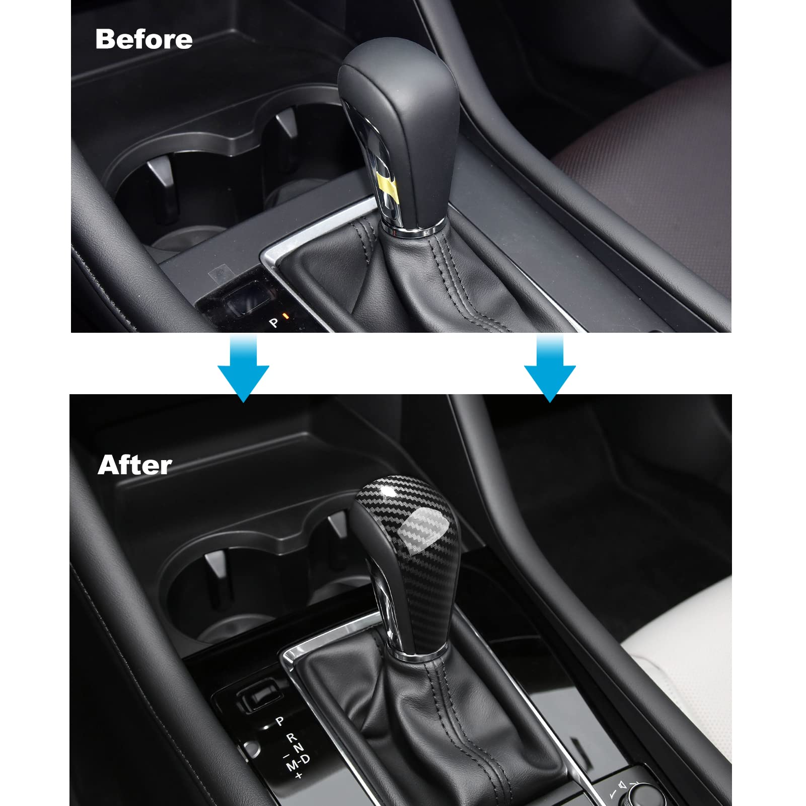 Compatible with Mazda 3 CX-30 CX-50 Accessories Sporty Car Gears Gear Panel Gear Shift Knob Cover Trim Cap Interior Decoration Sticker -Carbon Fiber Style