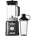Calphalon Auto-Speed 68 Oz Blender with Blend-N-Go Smoothie Cup and BPA-free Tritan Jar | 1100-Watt Base, Dark Stainless Steel