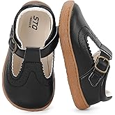 STQ Wide Toe Box Toddler Mary Jane Dress Shoes Zero Drop Girls Ballet Flats for Party School Uniform Shoe with Hook and Loops