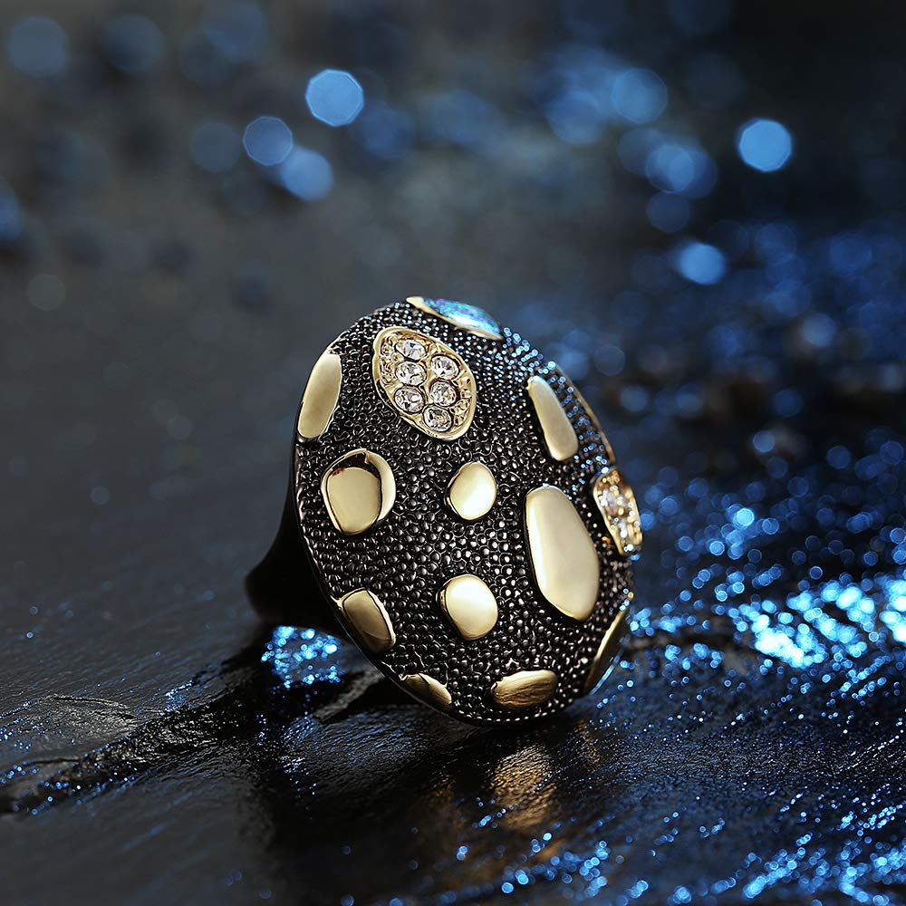 dnswez Big White Gold Tone Fashion Mushroom Cocktail Engagement Statement Rings for Women Size : 9