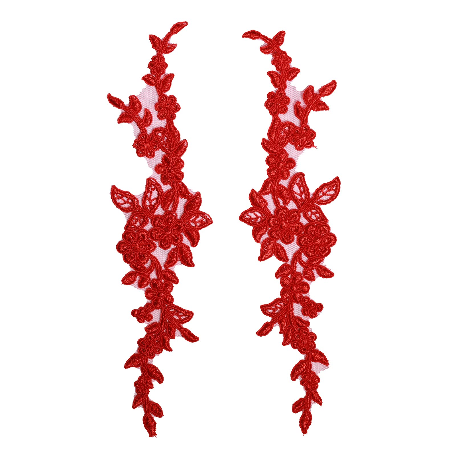 4 x Pieces Corded Lace Applique Wedding Motif Sew On #30 A (Red) — image 1