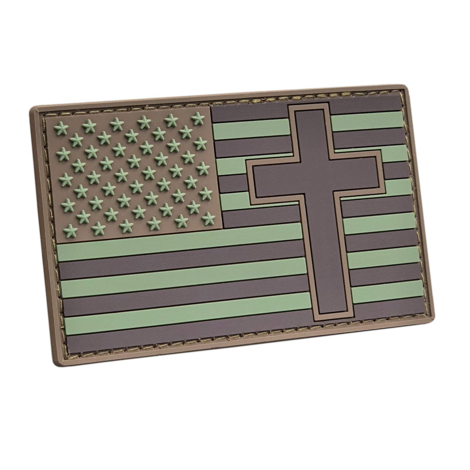 Multicam USA America Flag Crucifix Jesus Christ OCP Christian Crusader Tactical Morale PVC Rubber Fastener