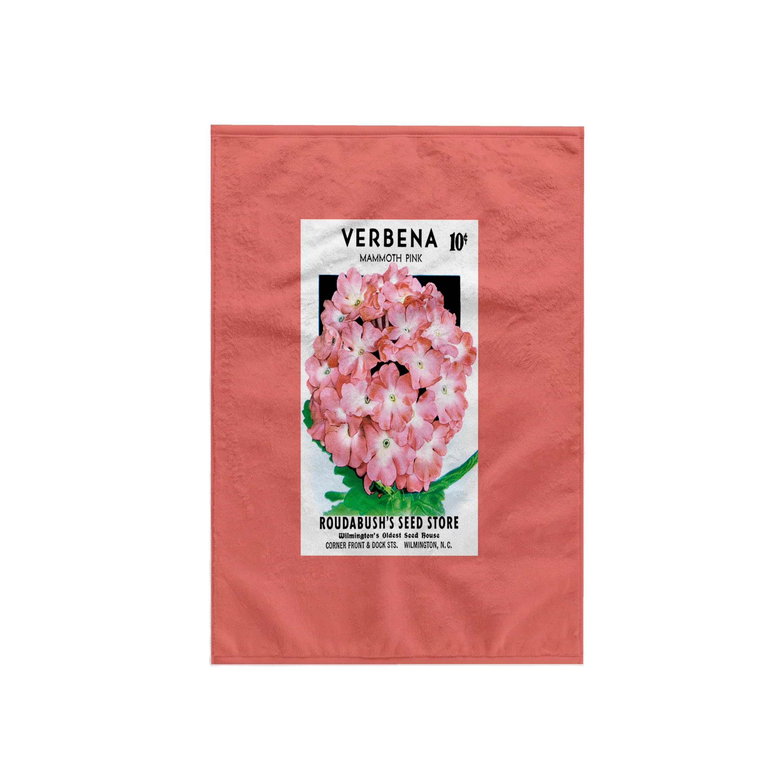 3dRose Verbena Mammoth Pink Vintage Flower Seed Packet Reproduction Towel, Multi-Colour, 15 x 22-Inch