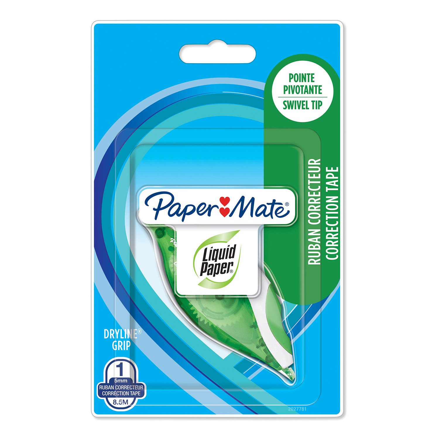 Paper Mate Liquid Paper DryLine Grip Correction Tape | Green | 1 Count